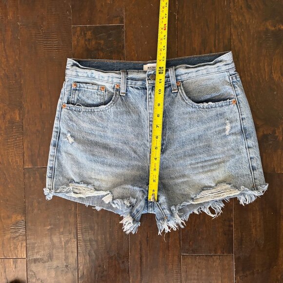 Pistola Shorts Women's 29 Light Wash Distressed High Rise Relaxed Denim - Picture 6 of 12